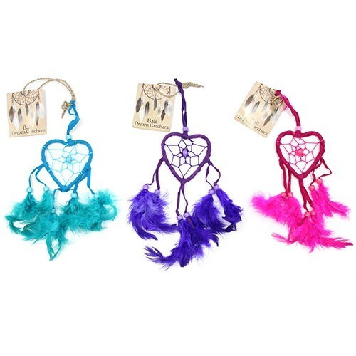 [BDC-02] Atrapasueños Bali corazón peq - Turquesa/Rosa/Morado (Colores Surtidos)