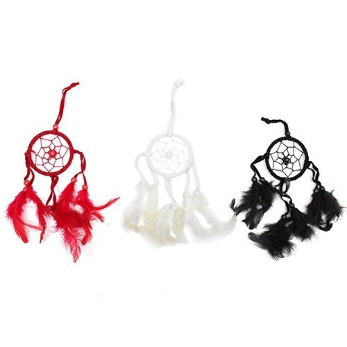 [BDC-04] Atrapasueños Bali aro peq - Negro/Blanco/Rojo (Colores Surtidos)