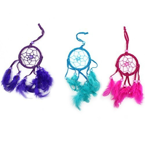[BDC-05] Atrapasueños Bali aro peq - Turquesa/Rosa/Morado (Colores Surtidos)
