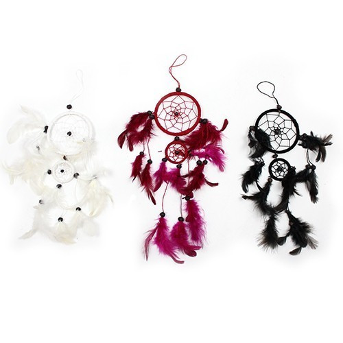 [BDC-07] Atrapasueños Bali aro mediano - Negro/Blanco/Rojo (Colores Surtidos)