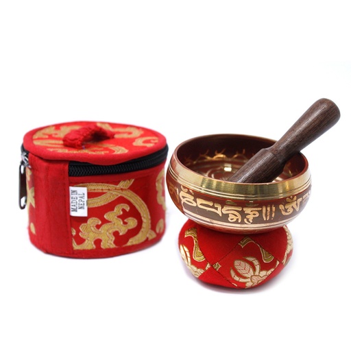 [TIBS-12] Mini Cuenco tibetano Set de Regalo - Rojo