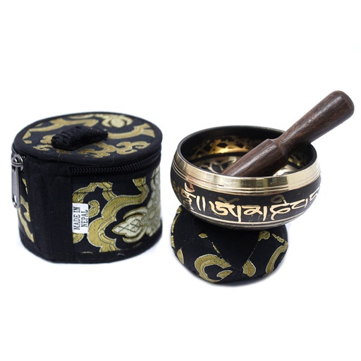 [TIBS-13] Mini Cuenco tibetano Set de Regalo - Negro