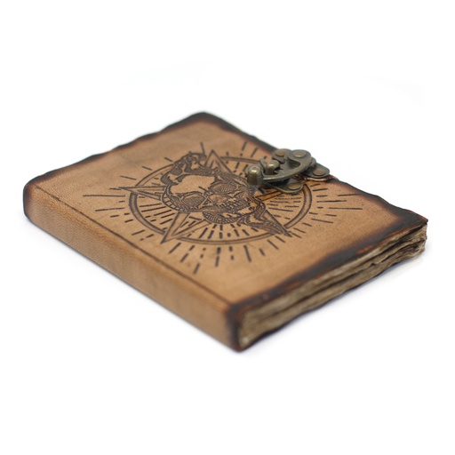 [LBN-06] Cuaderno de Cuero Pentágono y Calavera Hojas quemadas