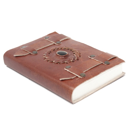 [LBN-18] Cuaderno de cuero Onix Negro con correa