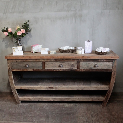 [AWShop-01] Mesa central de madera reciclada - 180x60x80cm