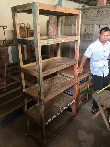 [AWSHOP-08] Expositor de seis repisas con ruedas - Madera reciclada