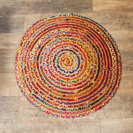 [JRug-01] Alfombra Redonda de Yute y Algodón Reciclado -  90 cm