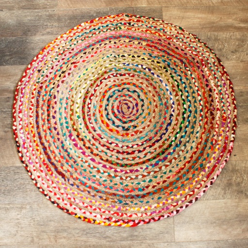 [JRug-02] Alfombra Redonda de Yute y Algodón Reciclado - 120 cm