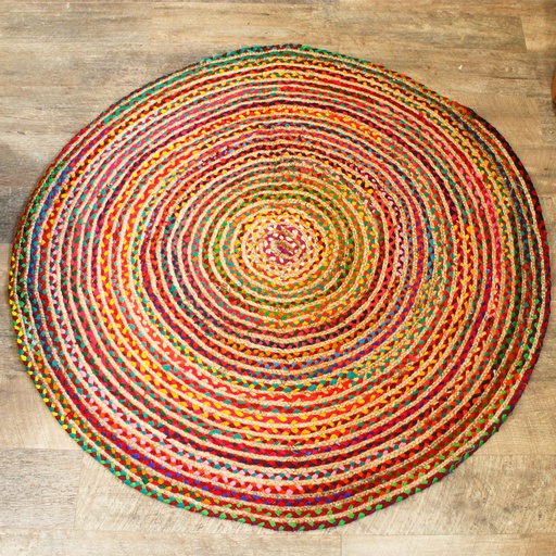 [JRug-03] Alfombra Redonda de Yute y Algodón Reciclado - 150 cm