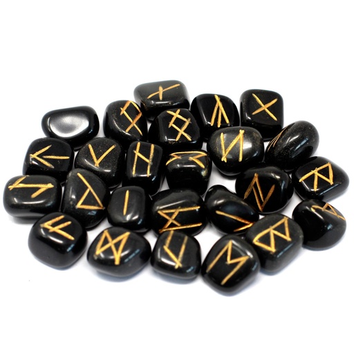 [Rune-09] Juego de Runa de la India en bolsas - Ágata negra