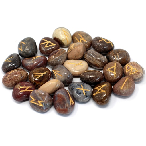 [Rune-30] Juego de Runa de la India en bolsas - Jaspe de lujo