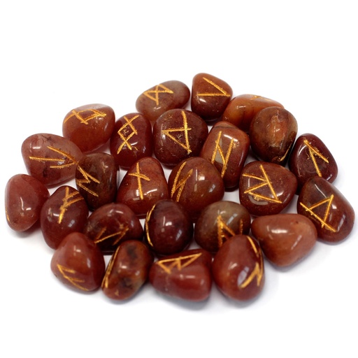 [Rune-39] juego de Runa de la India en bolsas - Aventurina Roja