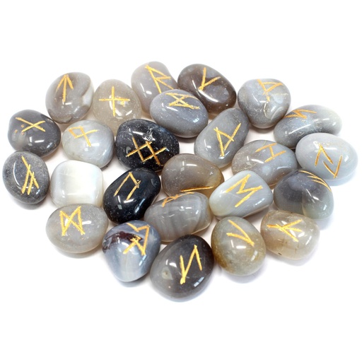 [Rune-44] juego de Runa de la India en bolsas - Ágata gris