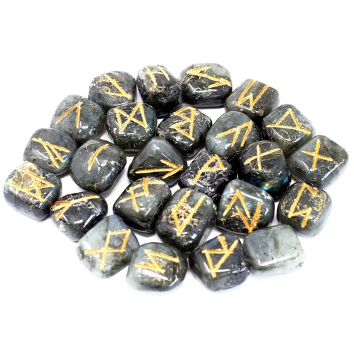 [Rune-50] juego de Runa de la India en bolsas -Labradorita