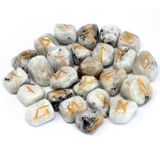 [Rune-51] juego de Runa de la India en bolsas - Piedra lunar del arco iris