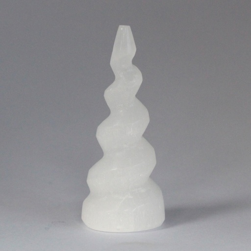 [SelT-08] Torre de Cuerno de Unicornio Espiral de Selenita - 10 cm