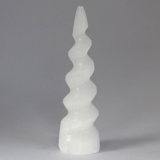 [SelT-09] Torre de Cuerno de Unicornio Espiral de Selenita - 15 cm