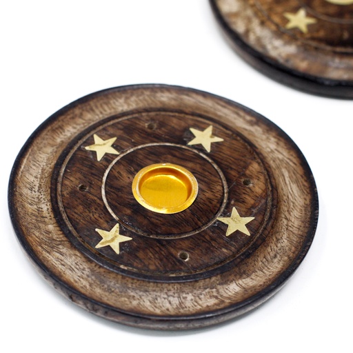 [ISH-19M] Mango Wood Disc 10cm (Cone & Incense)