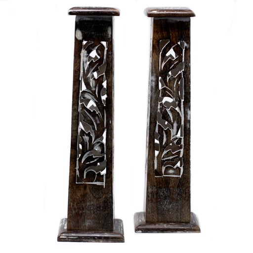 [ISH-131M] Tapered Incense Tower Washed Des2 - Mango Wood
