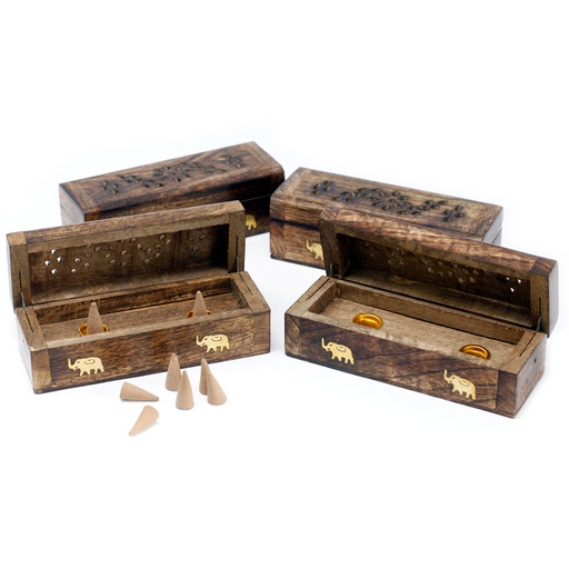[ISH-170M] Incense Cone Smoke Box 6" - Mango Wood