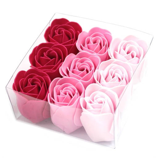 [LSF-08] Set de 9 flores de Jabón - rosas rosa