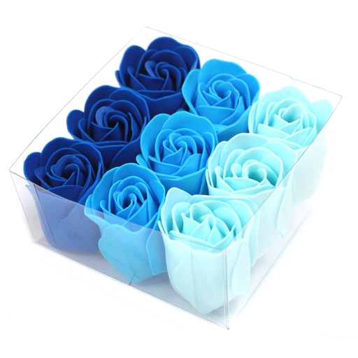 [LSF-11] Set de 9 flores de Jabón - rosas azul