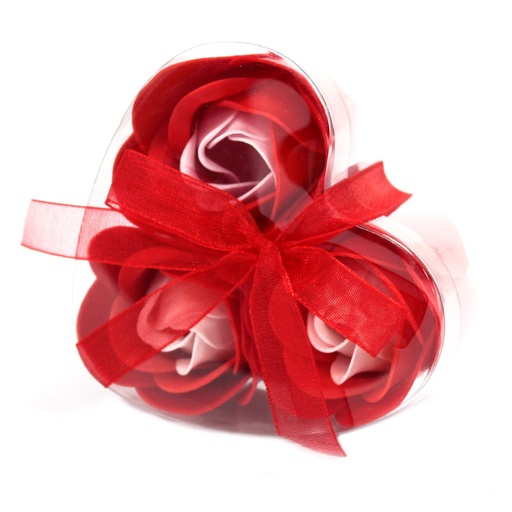 [LSF-13] Set de 3 flores de Jabón caja corazón - Rosas Rojas