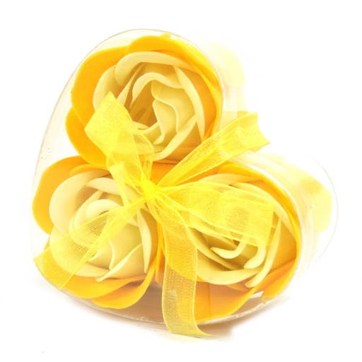 [LSF-15] Set de 3 flores de Jabón caja corazón - rosas primavera