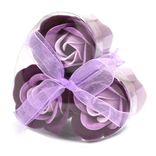 [LSF-17] Set de 3 flores de Jabón caja corazón - rosas lavanda