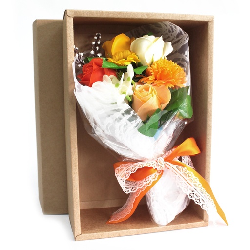 [SFB-07] Bouquet flores jabón en caja - naranja