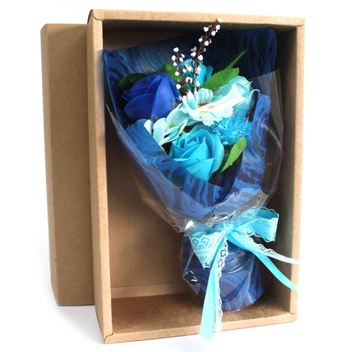 [SFB-09] Bouquet flores jabón en caja - azul