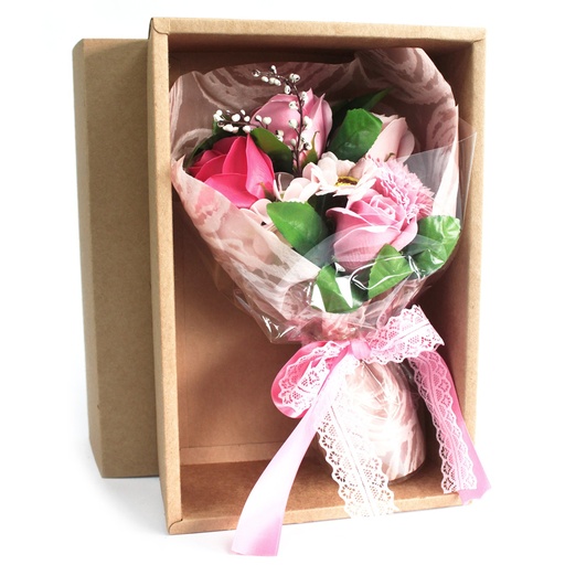 [SFB-10] Bouquet flores jabón en caja - rosa