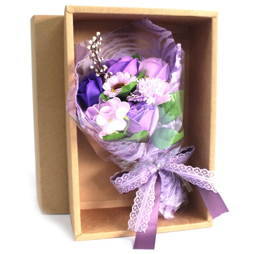 [SFB-12] Bouquet flores jabón en caja - púrpura