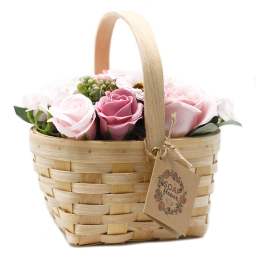 [SFB-23] Ramo en cesta de mimbre - rosa gran