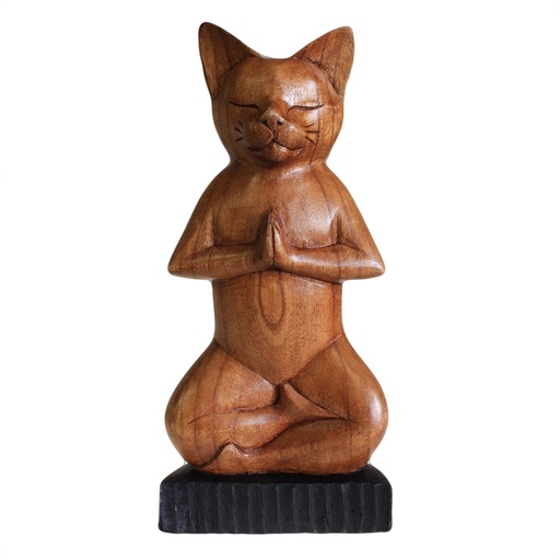 [WYC-03] Gato de yoga tallado a mano - Loto