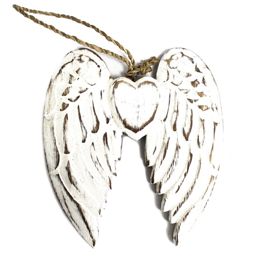 [AWL-05] Doble alas de ángel y corazón hecho a mano - 15cm