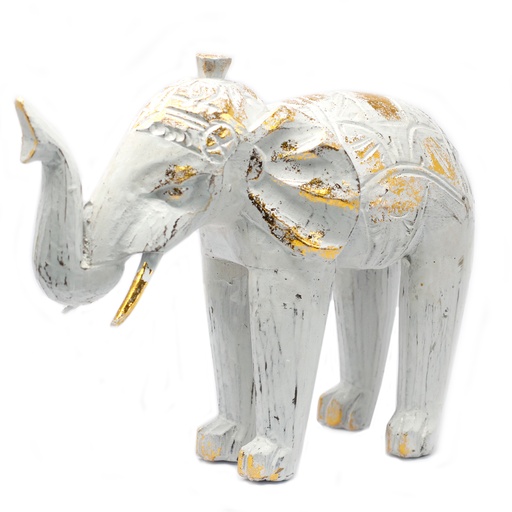 [VINTEP-01] Elefante Tallado en Madera - Oro Blanco