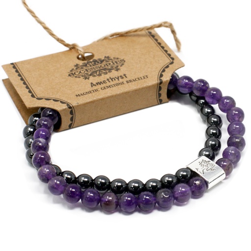 [MGBS-01] Pulsera de Piedras Preciosas Magnéticas - Amatista