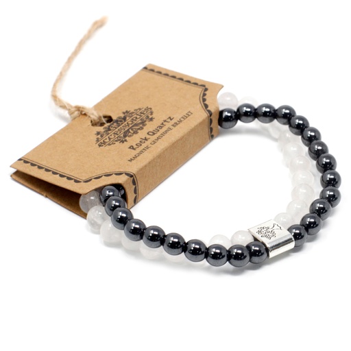 [MGBS-03] Pulsera de Piedras Preciosas Magnéticas - Cuarzo Blanco