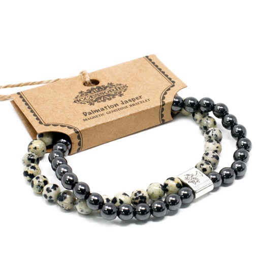 [MGBS-05] Pulsera de Piedras Preciosas Magnéticas - Jaspe Dálmata