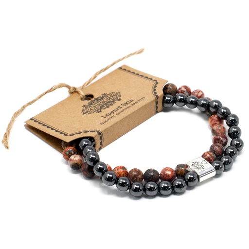 [MGBS-06] Pulsera de Piedras Preciosas Magnéticas - Piel de Leopardo