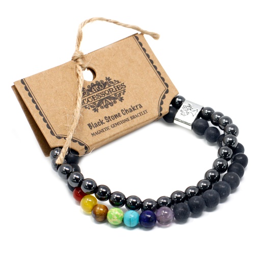 [MGBS-11] Pulsera de Piedras Preciosas Magnéticas - Chakra Piedra Negra
