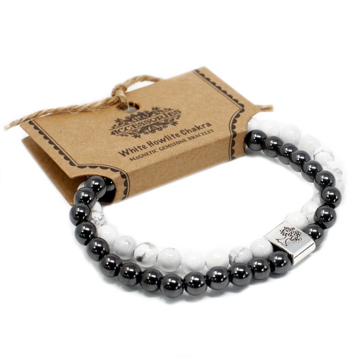 [MGBS-12] Pulsera de Piedras Preciosas Magnéticas - Chakra Howlita Blanco