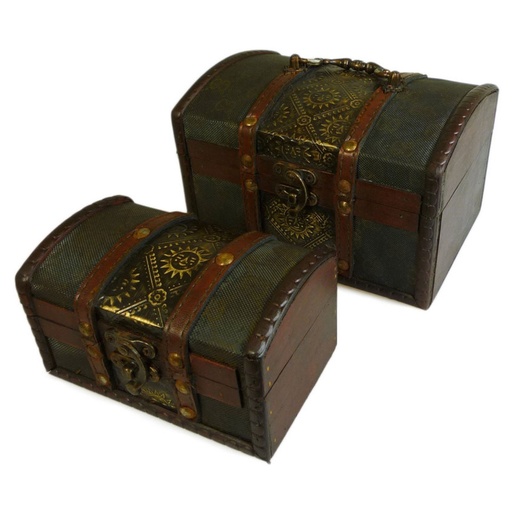 [ColB-17] Juegos de 2 Cajas Coloniales - Metal Repujado