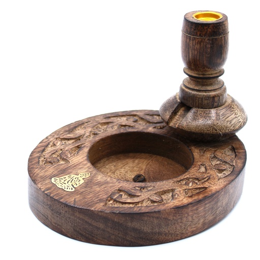 [WBF-04] Sm Quemador Inverso Madera de Mango - Brass Buddha