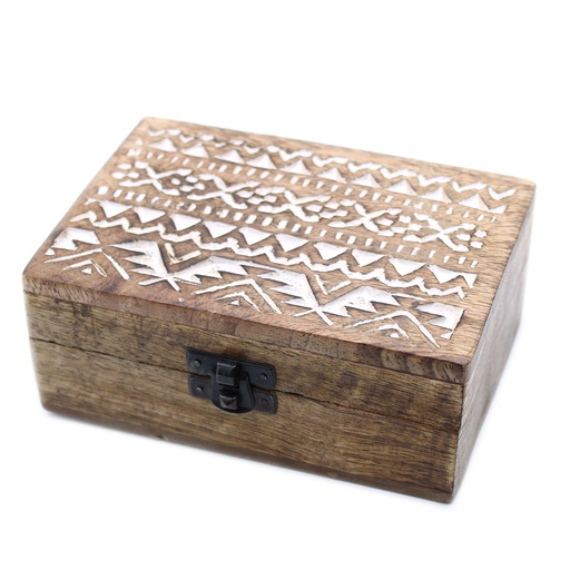 [WWIB-03] Caja de Madera Blanca - 6x4 Pastillero Diseño Eslavo