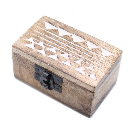 [WWIB-04] Caja de Madera Blanca - 3x1.5 Pastillero Diseño Azteca