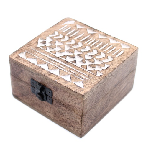 [WWIB-05] Caja de Madera Blanca - 4x4 Diseño Azteca
