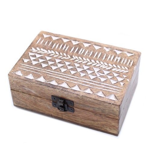 [WWIB-06] Caja de Madera Blanca - 6x4 Aztec Design