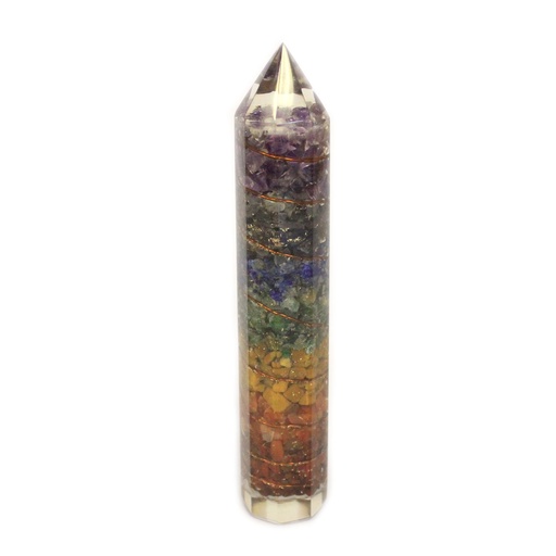 [ORGN-08] Orgonite-Agua- 15 cm tallada con Cobre y Gemas